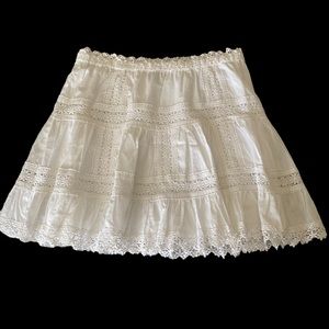 Victoria Secret White Lined Eyelet Mini Skirt